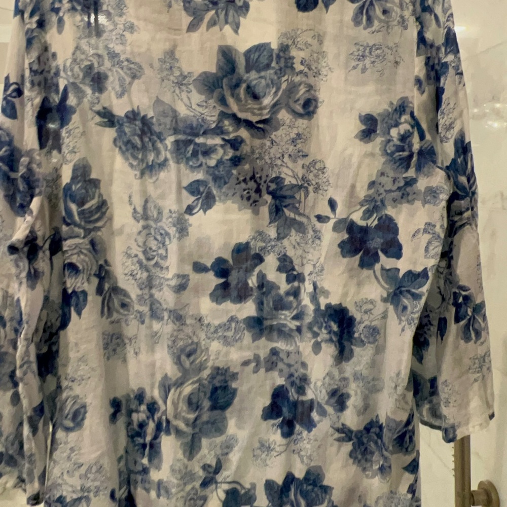 Johnny Was Blue and White Floral and Embroidery Dress - Picture 8 of 12